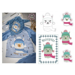 Stickserie - Winter Lama inkl. Anhänger, Postkarte und Puschen Datei